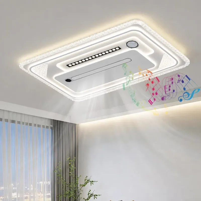 Modern Bladeless Ceiling Fan With LED Light Intelligent Remote Control For Living Room Bedroom Home Decor Quiet Air Cooling
