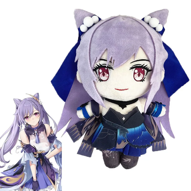 Mainan Mewah Game Genshin Impact Keqing Boneka Isi 20Cm Figur Kartun Empuk Bantal Dekoratif Tempat Tidur Empuk Hadiah Penggemar Anak-anak