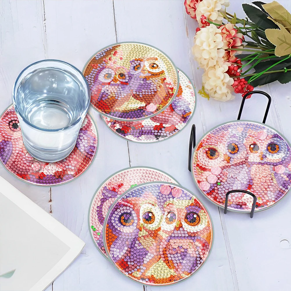 

6 PCS Diamond Painting Coasters Kits Special Shape Acrylic Washable with Holder for Adults Beginner Gift Supplies