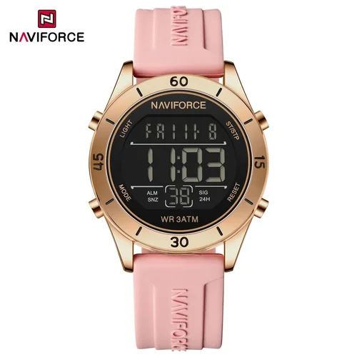 Reloj NAVIFORCE para mujer, moda deportiva, impermeable, Lcd, Digital, día y fecha, banda de silicona, reloj de pulsera electrónico, reloj femenino