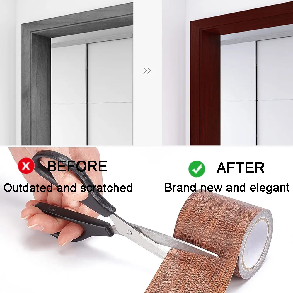 واقعية الخشب الحبوب إصلاح لاصق شريط لاصق الطابق الأثاث تجديد التفاف خط ملصق الطابق خزائن رقعة إصلاح