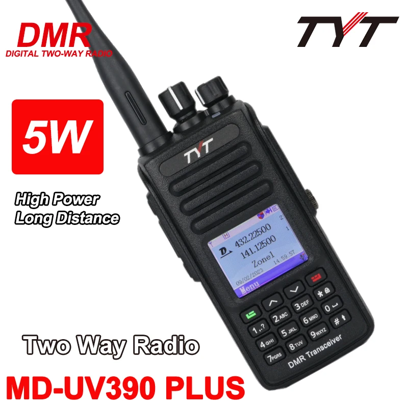 TYT MD-UV390 Plus Walkie Talkie AES256 szyfrowanie IP67 wodoodporny dwuzakresowy przenośny daleki zasięg DMR cyfrowe radio dwukierunkowe 3000CH