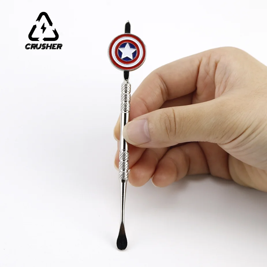 

CRUSHER Heat Resisting Tobacco Oil Wax Spoon Cartoon Badge Stainless Steel Cleaning Stick Powder Smoking Pipe Accessories