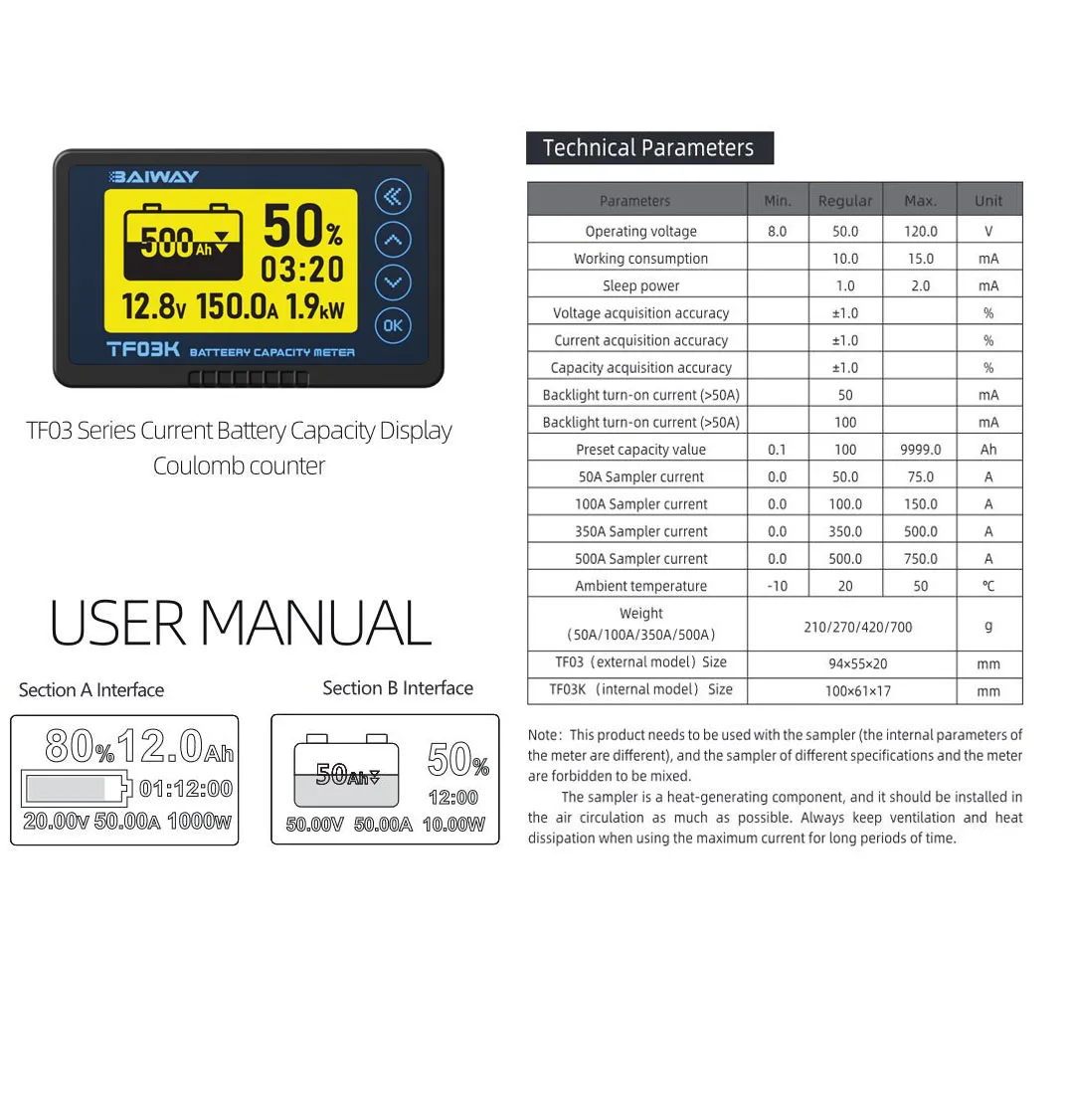 Battery Capacity meter Voltmeter power display Tester 12V 24V 36V 48V 60V Lead Acid Lithium LiFePO4 Li-ion RV Electric Car BMS