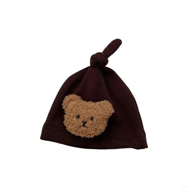 N80C Newborn Hospital Hat Bear Pattern Infant Hat Keeps Babies for Head Ears Warm for Winter Autumn Daily Wear Comfortable