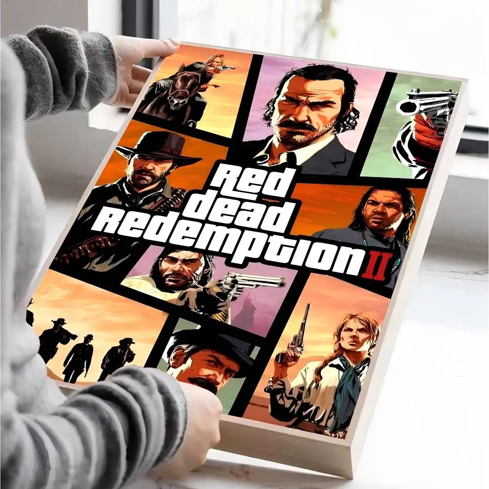 لعبة شعبية R-Red Dead R-RedemptionS-S 2 أنيمي الملصقات لزجة الديكور اللوحة جدار الفن الأبيض كرافت ورقة جدار ديكور
