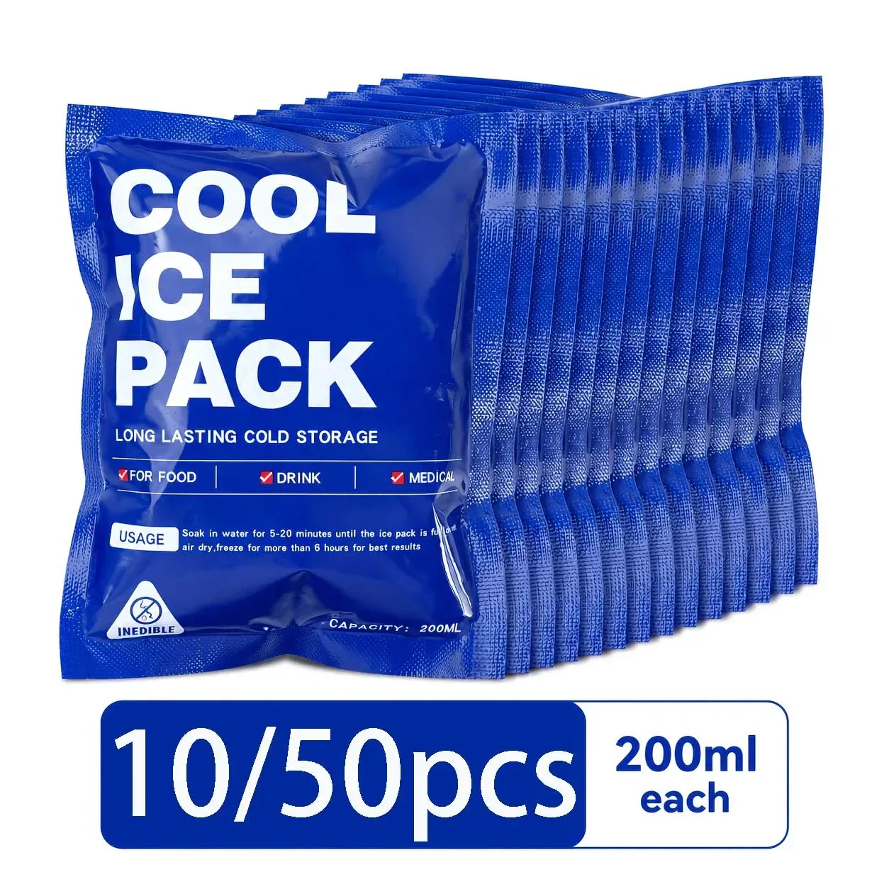 10/50Pcs Reusable Ice Packs for Lunch Bag Keep Cold  Cooling Camping Freezer Sheets Freezer Pack for Food Transport