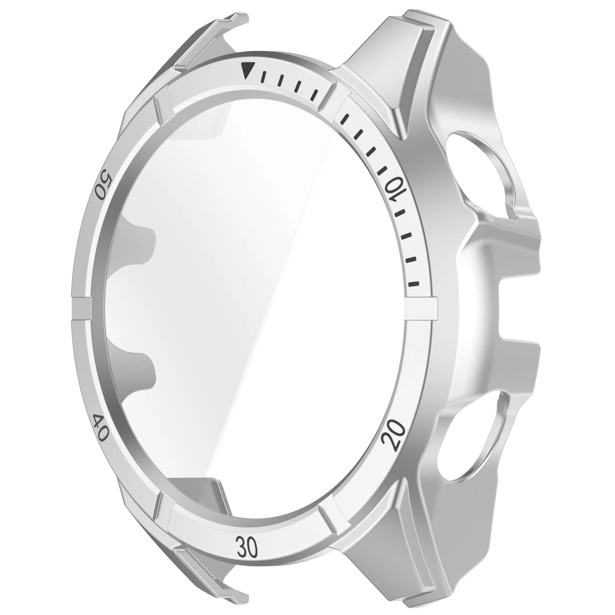 For Garmin Tactix 8 51mm SOLAR Version Watch Case PC Frame with Tempered Glass Screen Film - Silver+Black