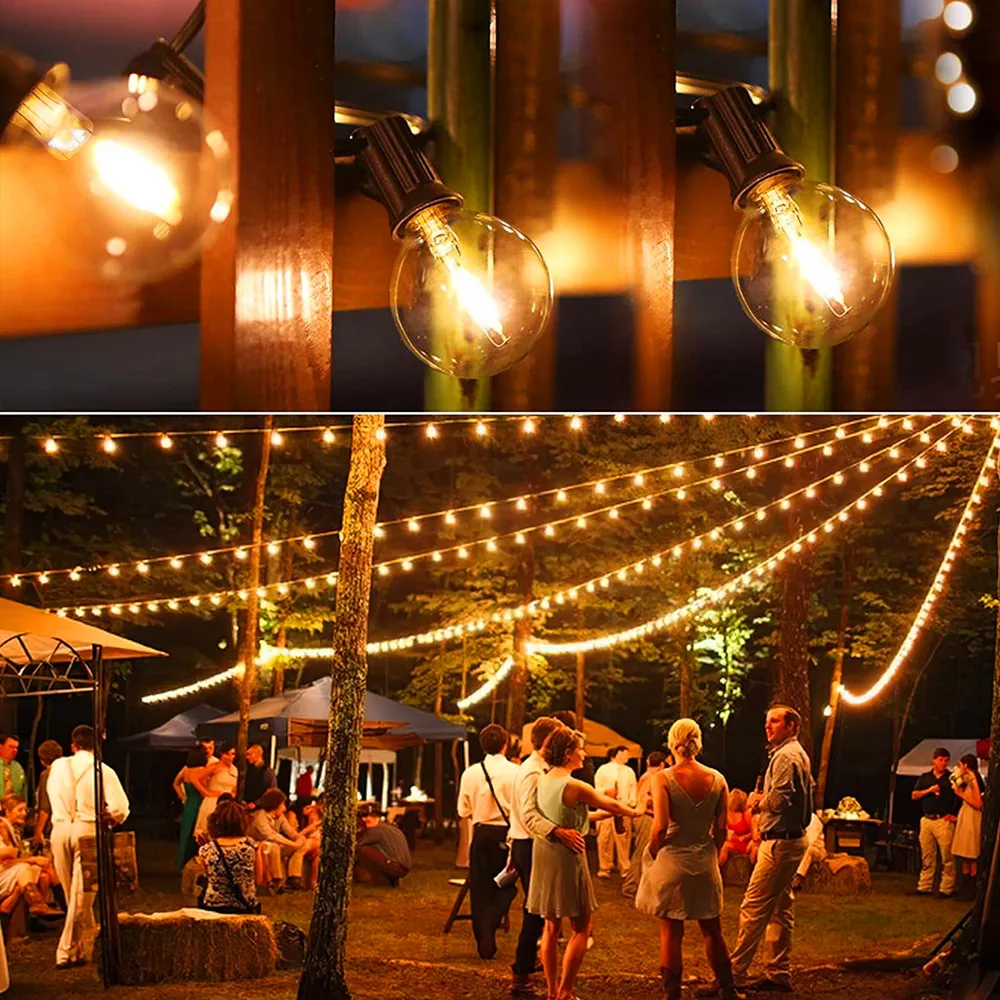 Outdoor G40 String Lights dimmerabile infrangibile plastica G40 Globe LED lampadine EU US Plug Home Patio Party Decor luci sospese