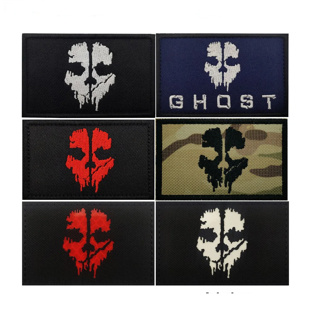 ZTY - Hot Selling Embroidery Badge Call of Duty Ghost Mask Morale Badge with Backpack Hook Loop Patches for Clothing