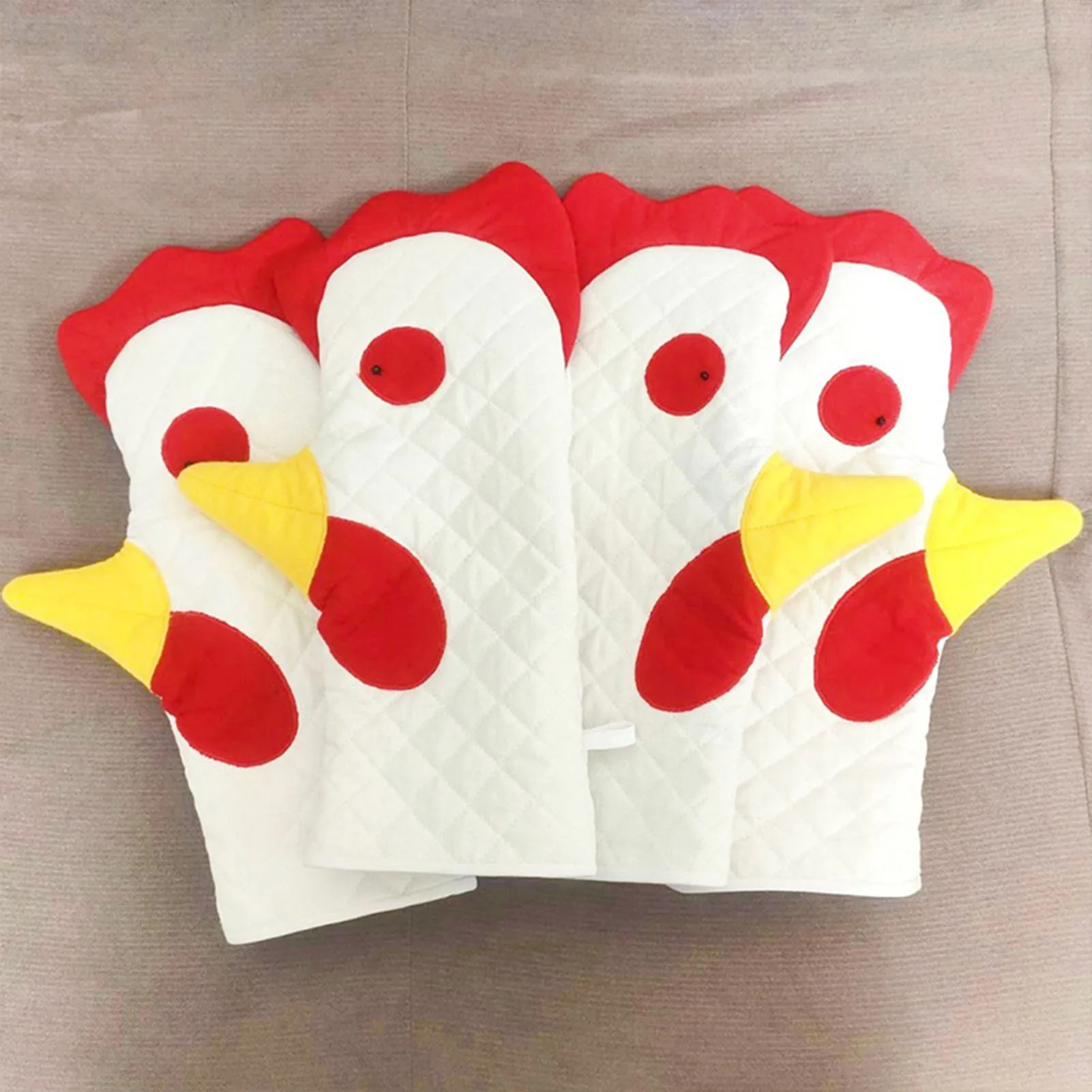 Sarung tangan insulasi panas ayam kartun, sarung tangan dapur multifungsi desain lucu, aksesoris dapur rumah tangga