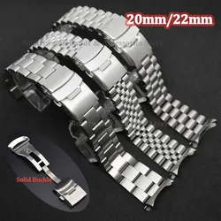 20mm 22mm Stainless Steel Watch Strap for Seiko SKX007 Luxury Wrist Band for Oyster for Jubilee Curved End Bracelet Accessories