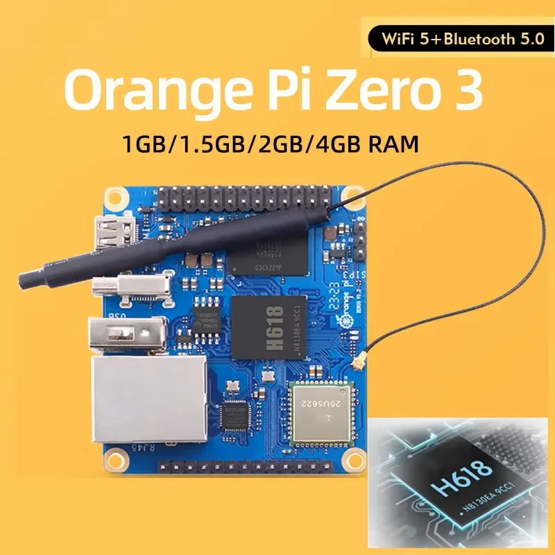 Orange Pi Zero 3 1GB 2GB 3GB 4GB RAM Development Board DDR4 Allwinner H618 WiFi Bluetooth PC Zero3 SBC Single Board Computer