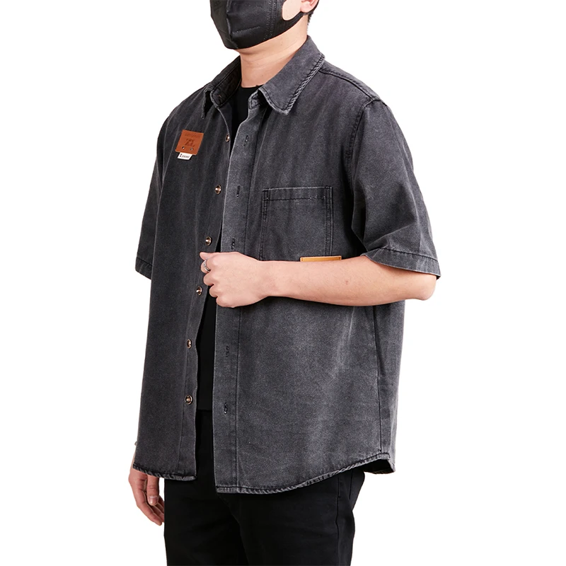 Men's 2025 Summer Hong Kong Style Trendy Casual Vintage Workwear Denim Short Sleeve Premium Quality Soft Comfort Youth Fashion