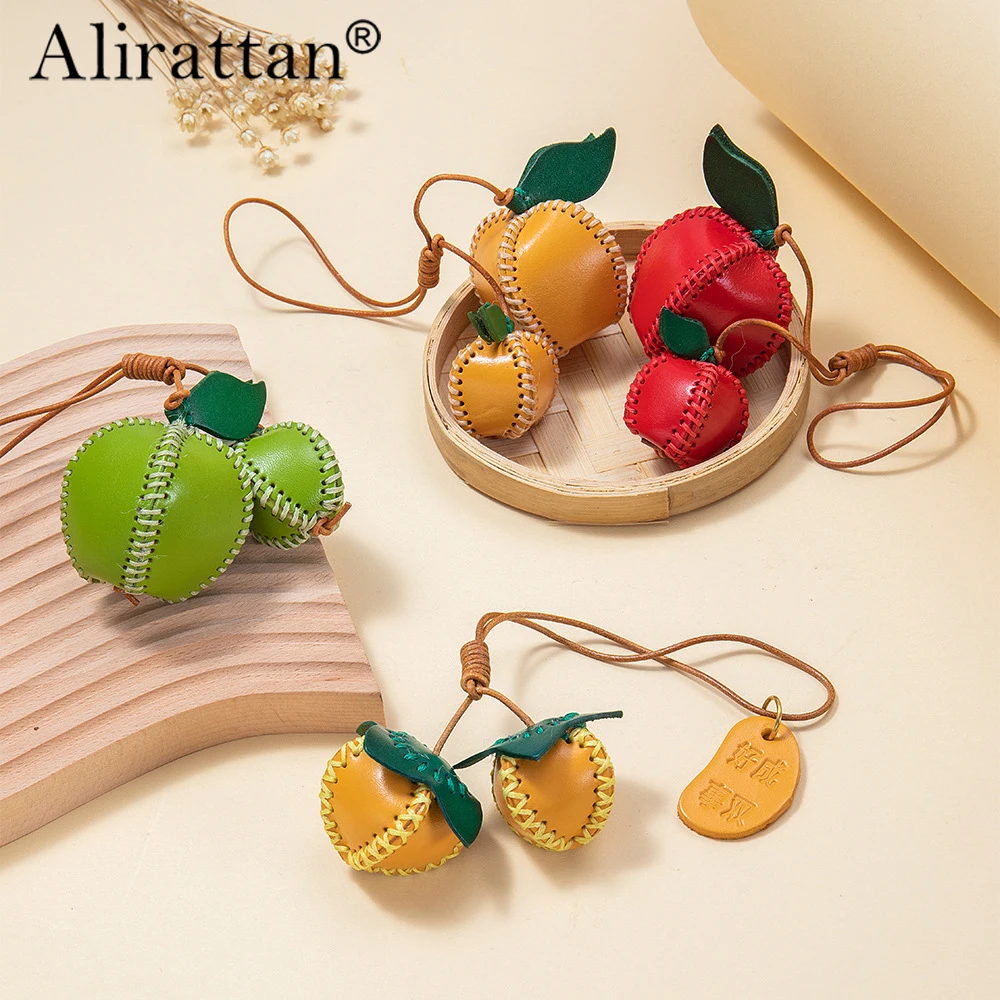 Alirattan 2025 New Genuine Leather Handmade Hanging Ornament Cowhide Pendant Cute Key Pendant