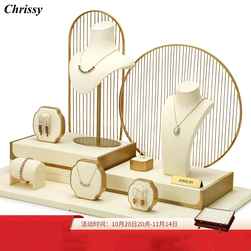 

Luxury Jewelry Display Set, Premium Velvet Holder Stand for Ring Necklace Earring Bracelet, Shop Counter Showcase