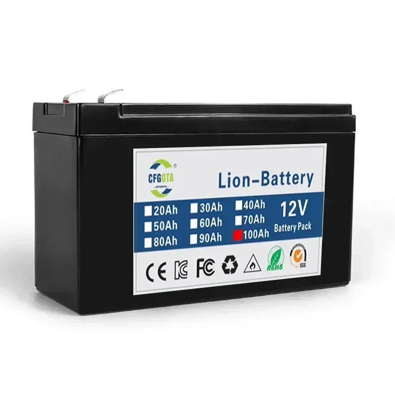 12V 100Ah 100000mAh 18650 lithium battery 30A sprayer built-in high current BMS electric vehicle battery +12.6V charger