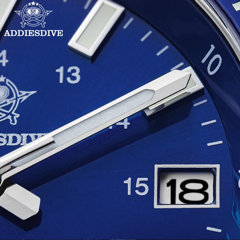 ADDIESDIVE 블루 남성용 시계 NH35A 사파이어 글라스 자동 기계식 손목시계 남성용 슈퍼 루미너스 200M 방수 시계