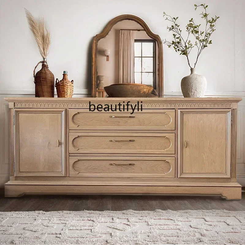 

V French retro solid wood porch cabinet, TV cabinet, living room floor locker, bedroom storage cabinet