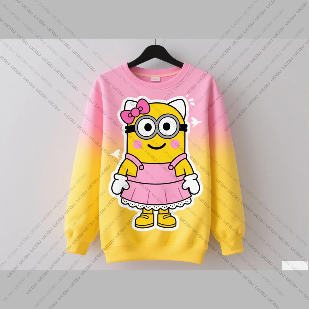2025 Autumn Winter Sports Sweatshirt Hello Kitty Minions IP Character Fusion Pattern Essential For Personalized And Trendy Style