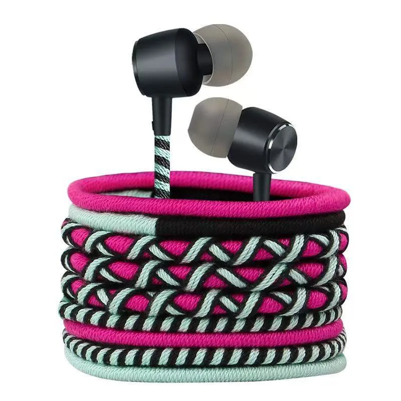 Braided Wired Earphone 3.5mm In Ear Headphone With Mic Volume Control Stereo Bass Headset Universal for Smartphone