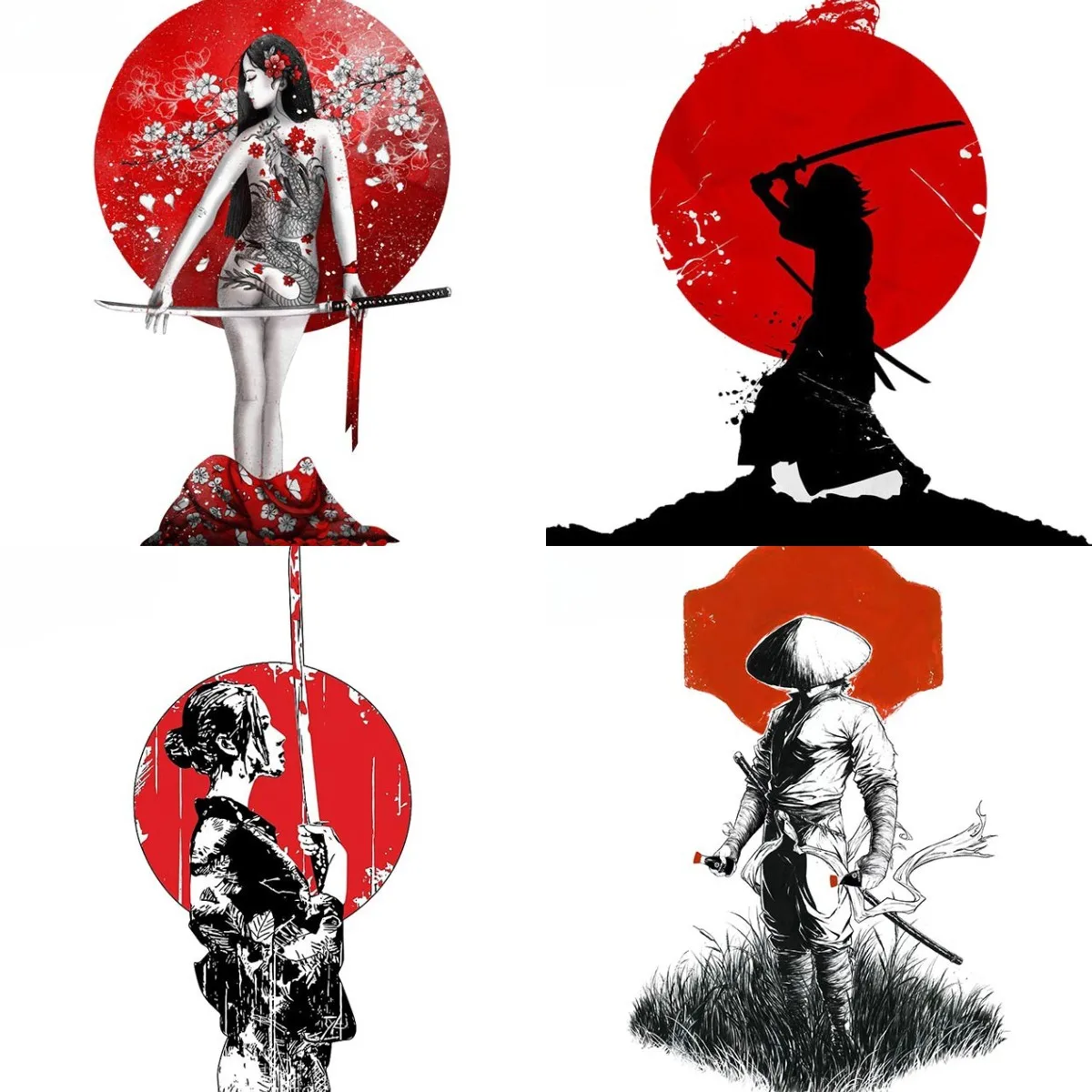 Geisha Samurai Car Sticker Japan Girl Bushido Spirit Decal JDM Off Road 4x4 Trunk Motorcycle Decoration Anime Cartoon CarStyling