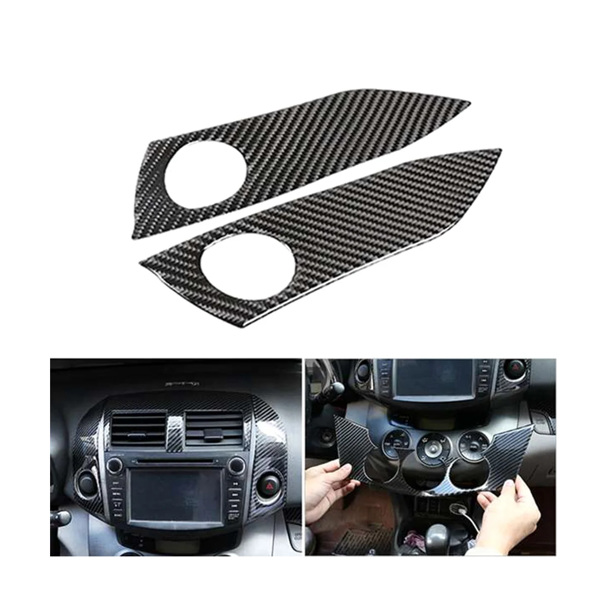 Car Carbon Fiber Sticker Center Control Panel Warning Lamp Cover Frame Decoration for Toyota RAV4 RAV 4 2006-2012