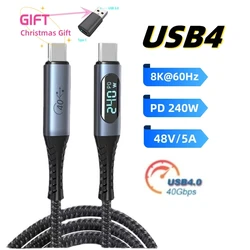 PD 240W USB 4.0 USB C Cable 8K 60Hz Type C to C Cable 48V 5A Fast Charging 40Gbps Data Transfer for MacBook Pro Switch Galaxy