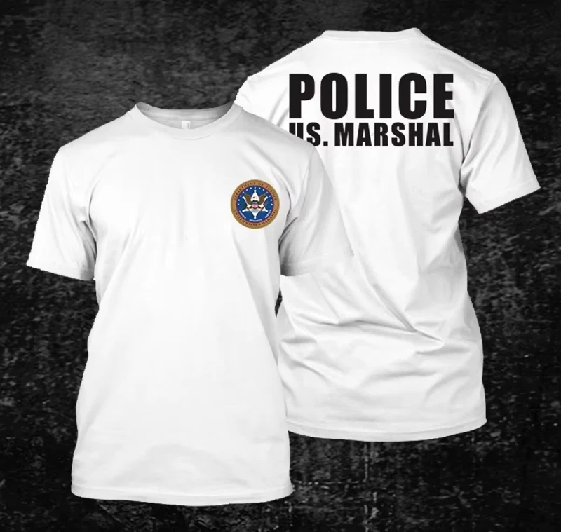 2026 US-Marshals-Uniform – Herren-T-Shirt aus Baumwolle mit Rückendruck für Jungen, Geschenk, Y2K Street Fashion bedrucktes Herren-T-Shirt – Detail 2