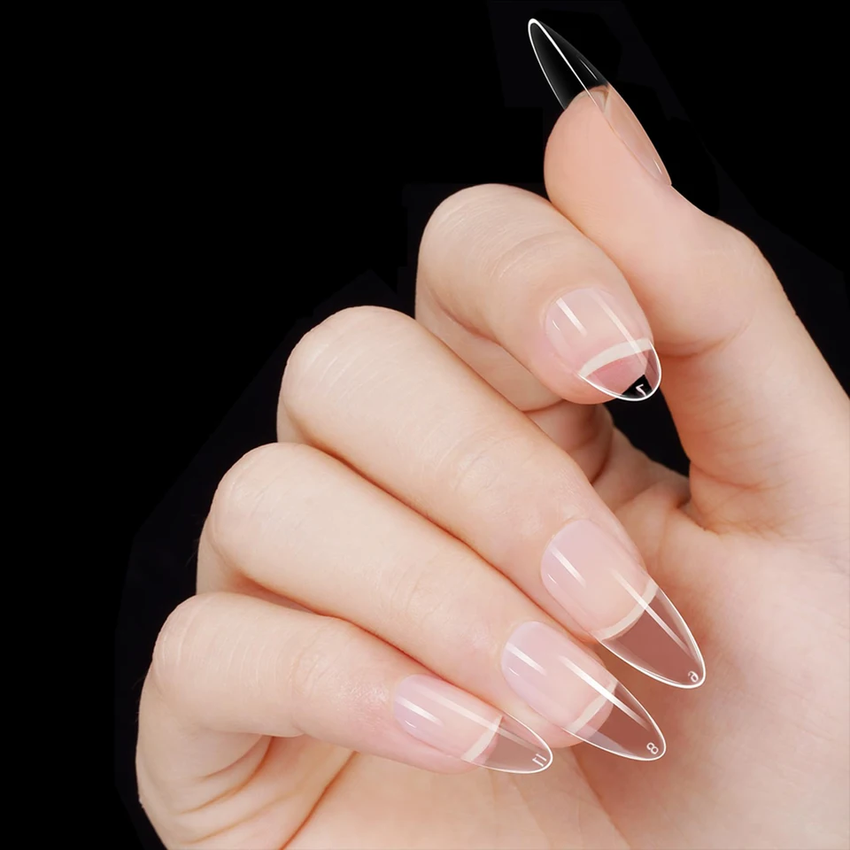 600 piezas de puntas de uñas transparentes, formas variadas, tamaños 10/12, para uñas postizas 2