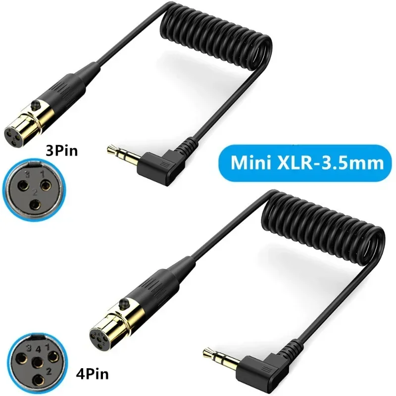 Conector de Cable en espiral Xlr hembra de 3,5mm, Audio estéreo macho a Mini 3 pines Xlr hembra, Cable Trs de 4 pines a conversión de Audio 3,5