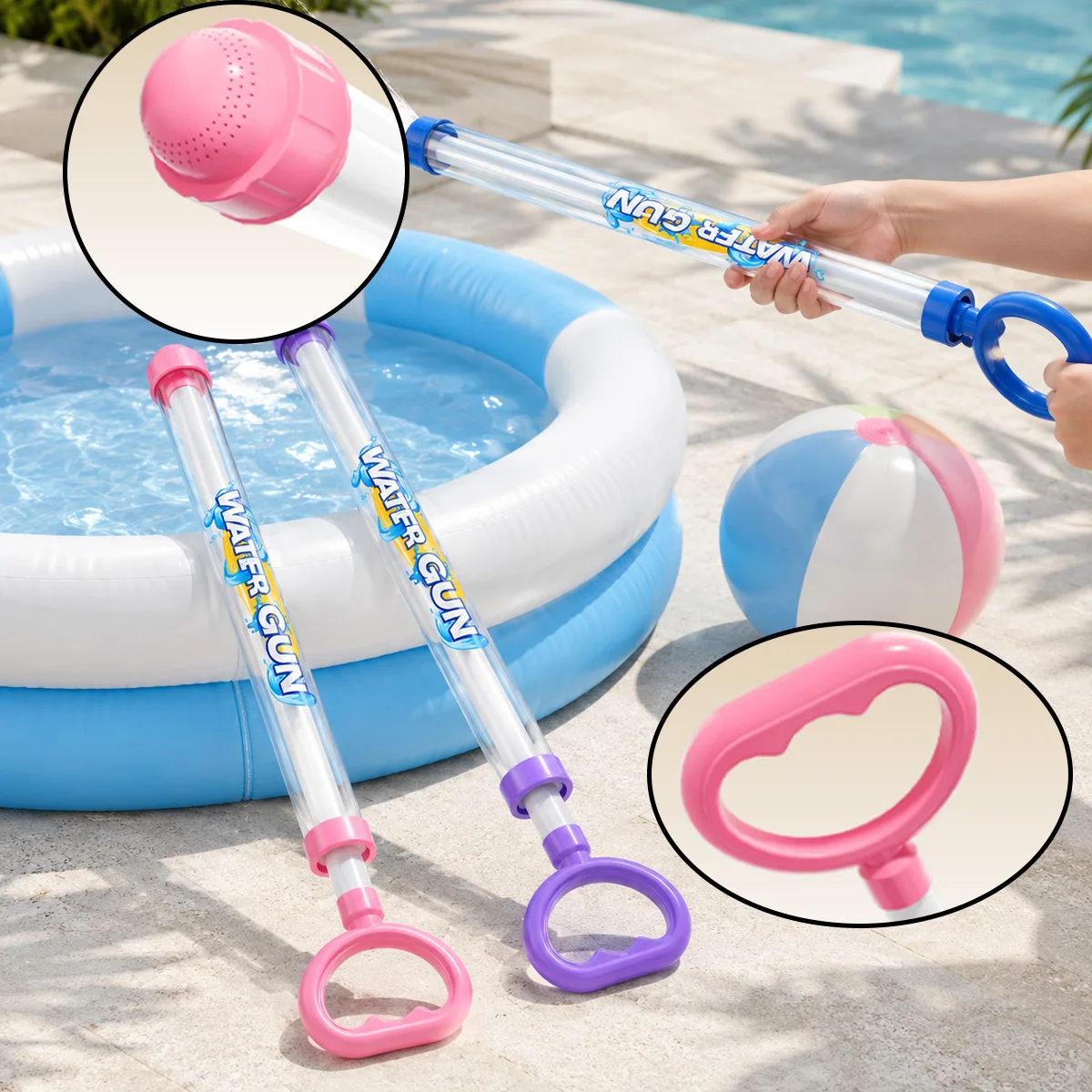 1/3PCS Push Pull Water Gun Multi Hole Spray Water Blaster Large Capacity For Kids Summer Beach Pool Interactive Water Play Toy