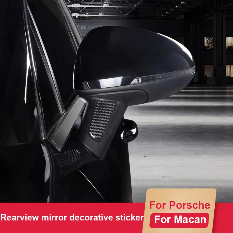 

Car Carbon Fiber Exterior Side Rearview Mirror Cover Decoration Trim Sticker Decal For Porsche Macan 2014-2019