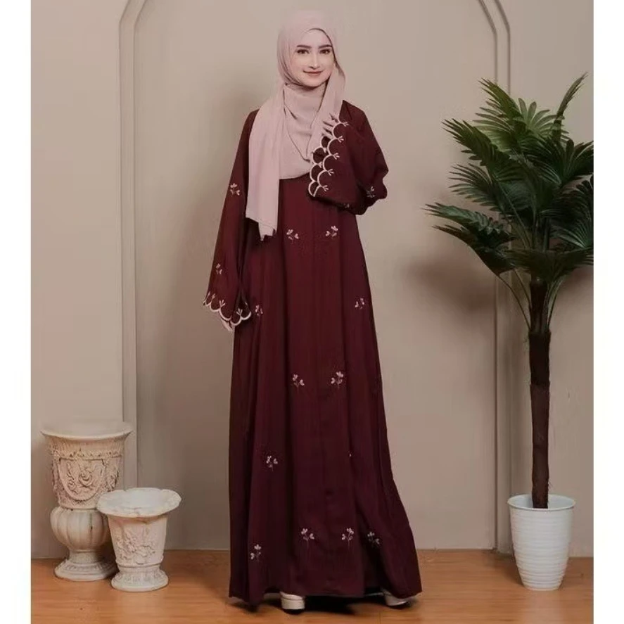 Eid  Abaya Women Party Dress Flower Embroidery Muslim Dubai Longue Vestidos Largos Ramadan Morocco Prayer Caftan Robe Abayas