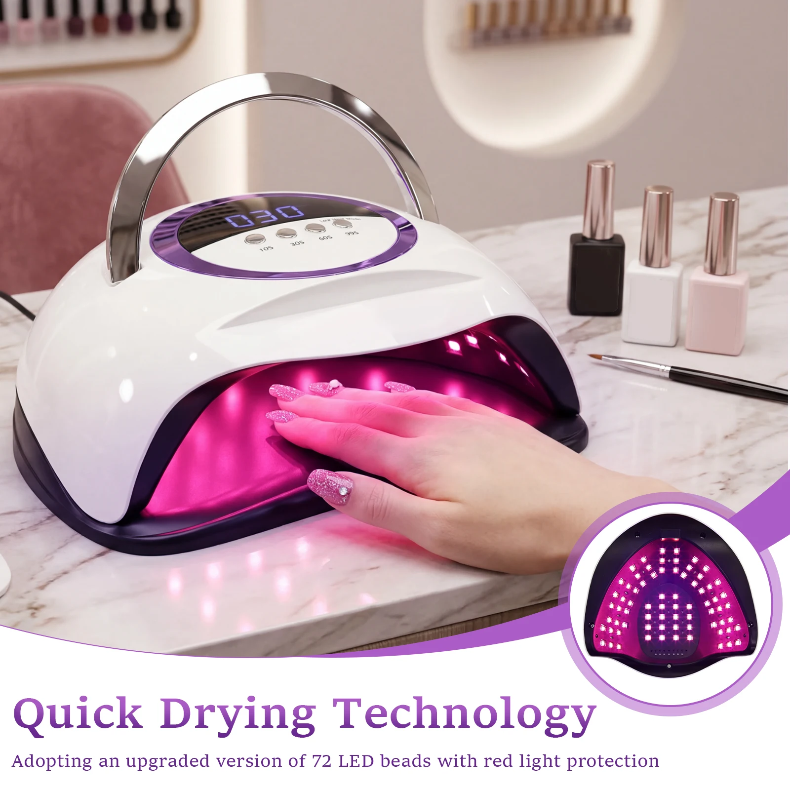 300W UV LED Nail Lamp 72 LEDs For Nail Dryer Smart Fast Gel Polish Curing Light Manicure Professional Salon Tool Equipment