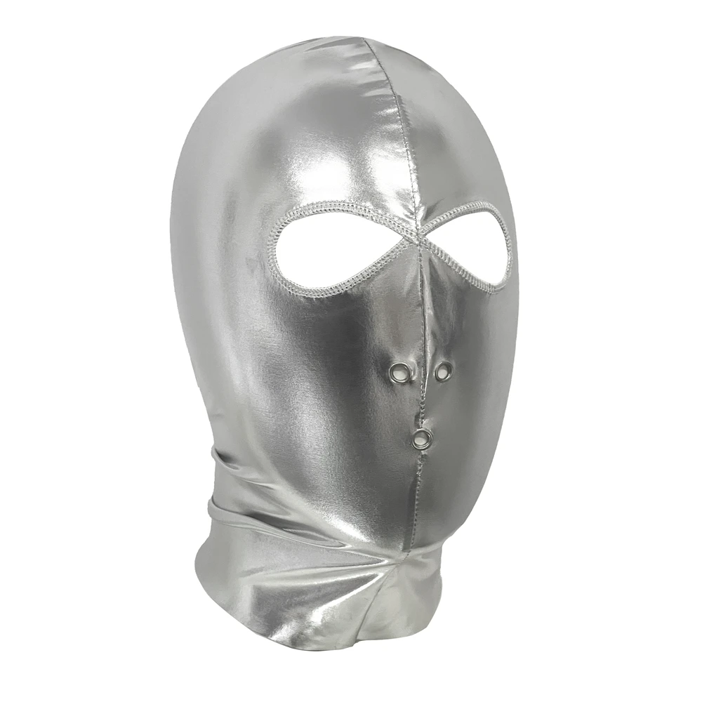 Adult Women Men Faux Leather Cosplay Party Headgear Open Eyes Hole Full Face Mask Hood For CS Game Halloween Head Cover
