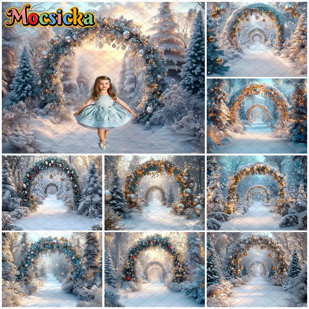 

Mocsicka Winter Snow Background Photography Christmas Tree Decoration New Year Party Family Adult Child Photo Backdrop Wallpaper