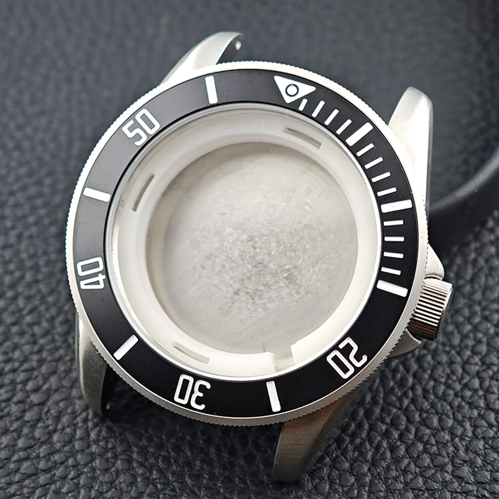 

42.5mm New case FIT M8215 Movement/Dial Men's High-quality silvery Steel Case Watch Accessories Bracelet Strap Watch Box