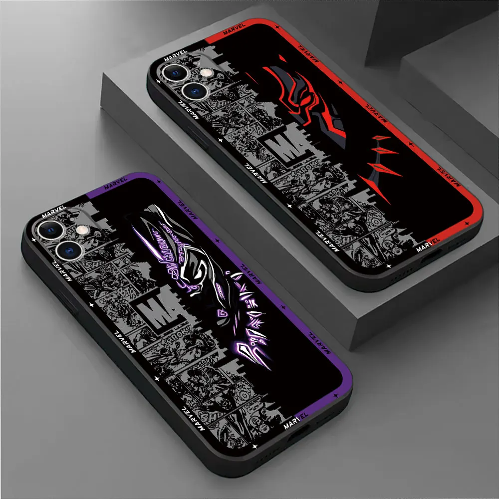 Marvel Panther Phone Case for iPhone XS X 14 15 Pro Max 13 Pro XR 11 12 Mini 8 Plus SE 12 pro Black Soft Cover Funda Luxury