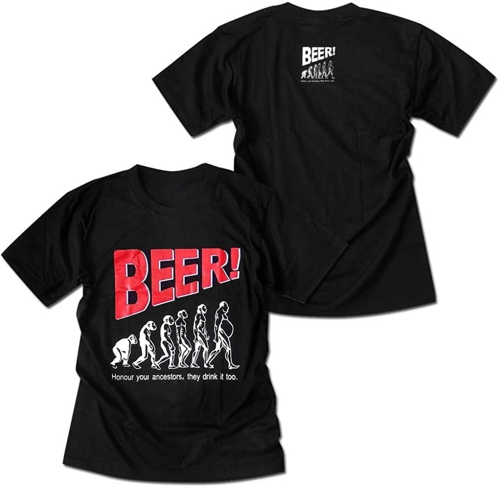 EVERSOUL البيرة تيشيرت بأكمام قصيرة تي شيرتات عجيبة البيرة تطور الإنسان نيتا مطابقة هدية هدية عيد ميلاد أسود للجنسين القطن المحملة