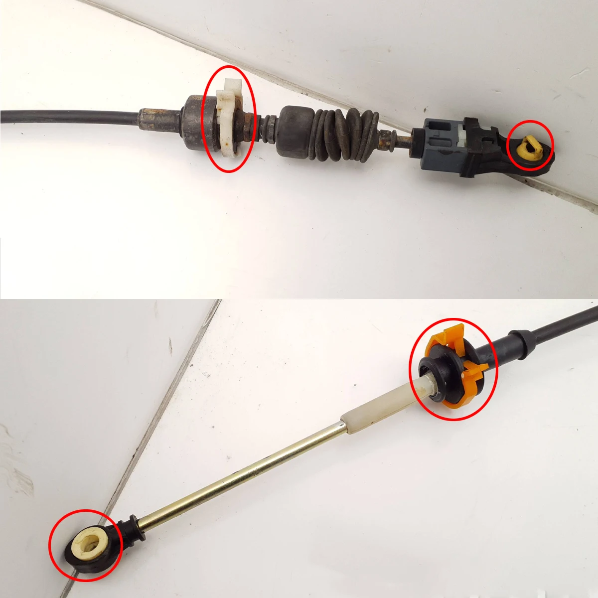 6X Tuleje linki zmiany biegów do Jeep Compass 2007-2017, głowica linki skrzyni biegów, gumowa osłona linki, klipsy mocujące do skrzyni rozdzielczej