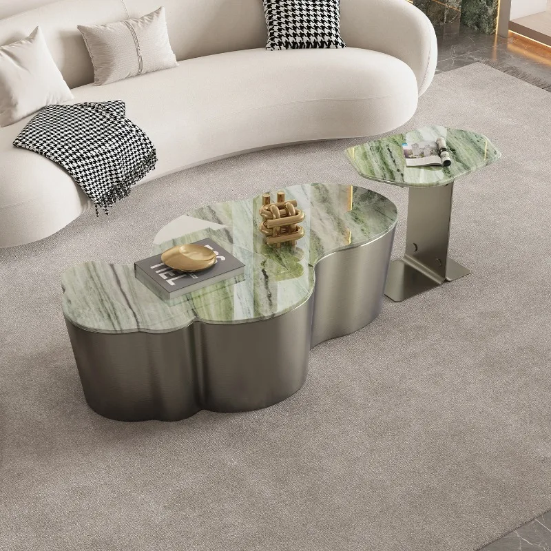 Special-shaped coffee table living room household, luxury stone, high-end sense, new high-end cloud jadeite