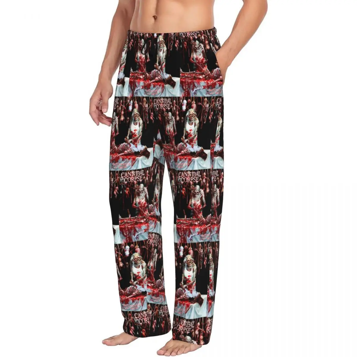 Custom Printed C-Cannibals C-Corpses Death Metal Band Pajama Pants for Men Sleep Sleepwear Bottoms with Pockets