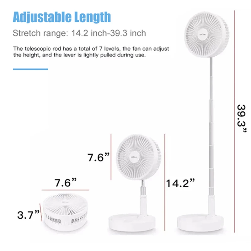Portable Fan Rechargeable Mini Folding Telescopic Floor Low Noise Summer Fan Cooling For Household Bedroom Office Deskto image 6