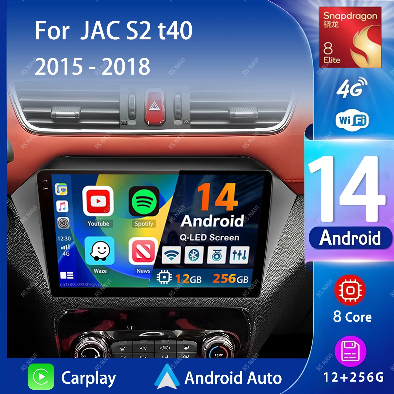 

Android 14 Carplay Auto 2K Screen Car Radio BT Multimedia Player For JAC S2 t40 2015 - 2018 Autoradio GPS Stereo 2din Head Unit