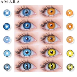 AMARA Cosplay Blue Color Contact Lenses for Eyes Yearly Makeup Halloween Beauty Yellow Contact Lenses Eye Cosmetic