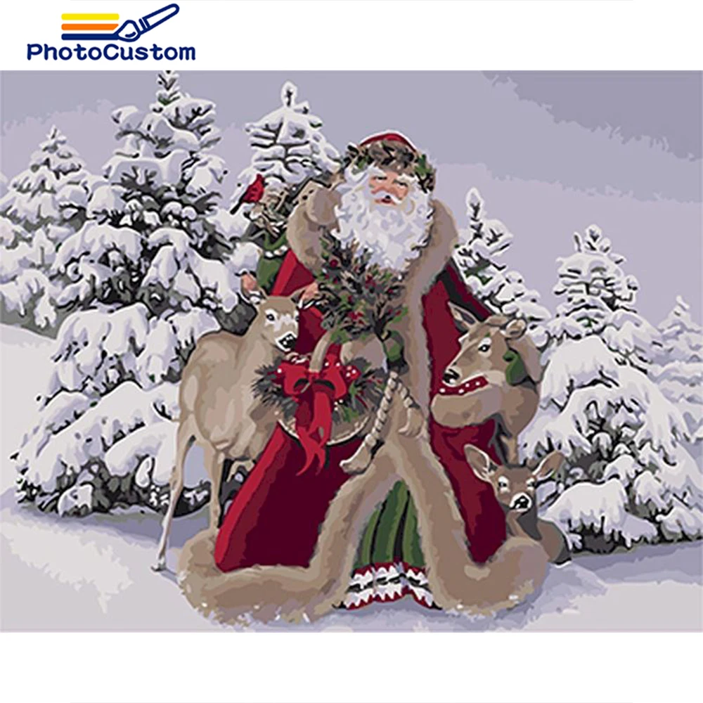 

PhotoCustom 2023 New Arrival Paint By Numbers Santa Claus Picture For Adults On Canvas Digital Oil Paintings By Number Home Deco