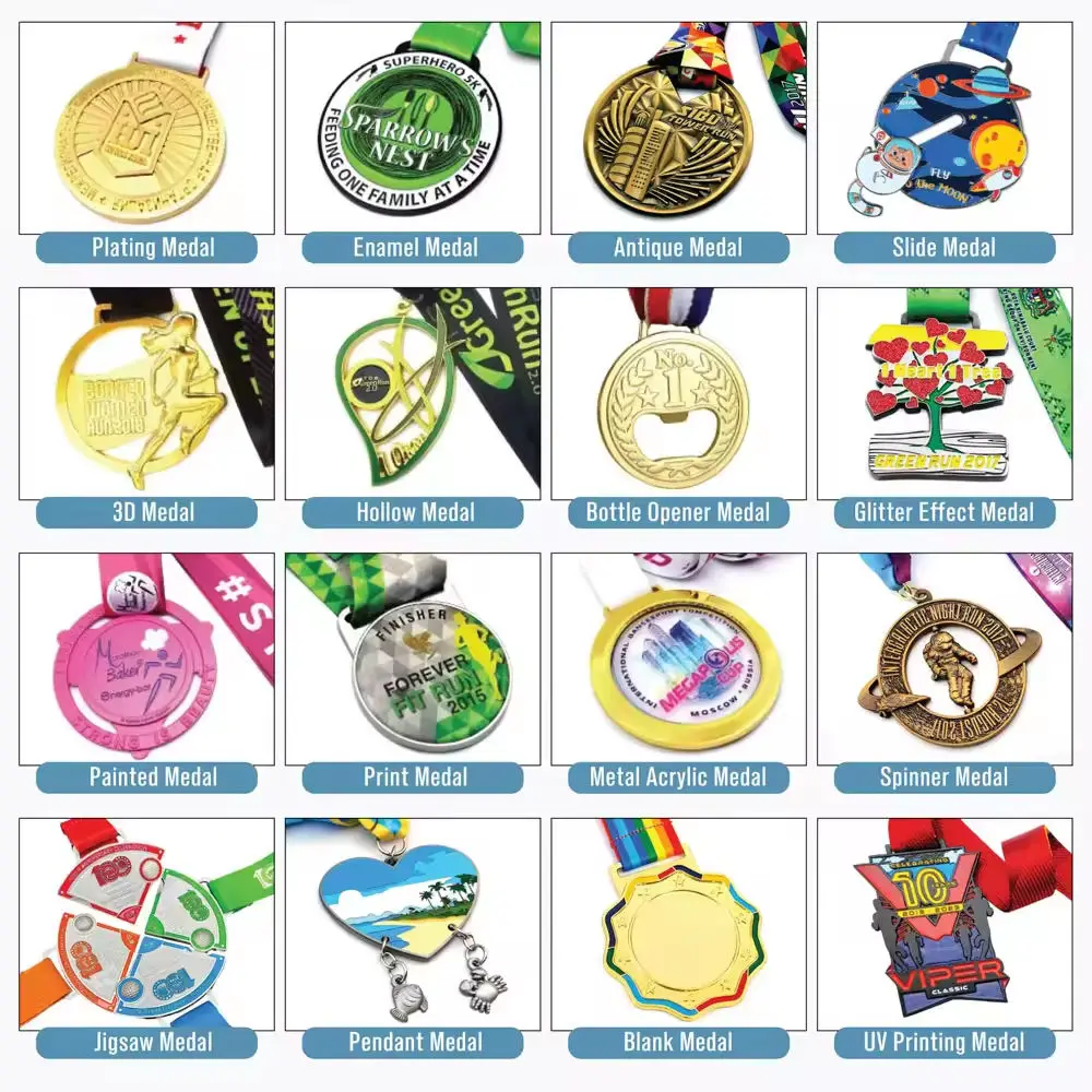 

Custom Metal Medals for Plating Enamel Antique UV Print 3D Hollow Painted Slide Jigsaw Glitter