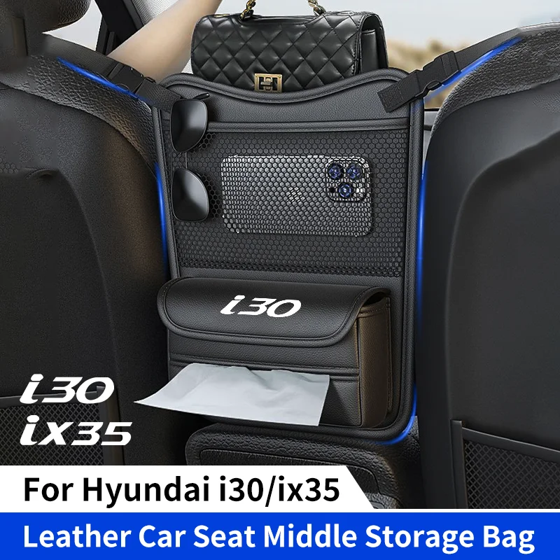 Car Seat Middle Hanger Storage Bag for Hyundai ix35 i30 Auto Hanging Organizer Handbag Holder Water Cup Pockets Auto Accessories