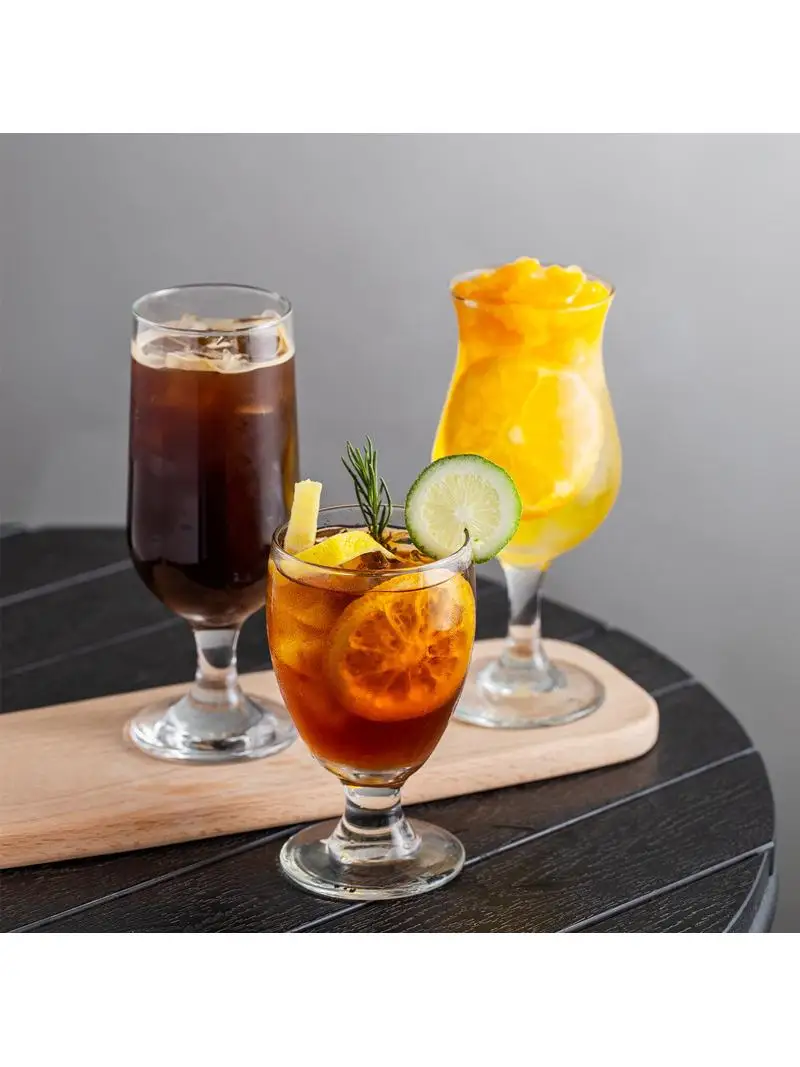 Commercial Restaurant Glass Beer Cup Tulip Shaped Short Footed Heat Resistant round Cup for Banquet Juice Drinking And Water